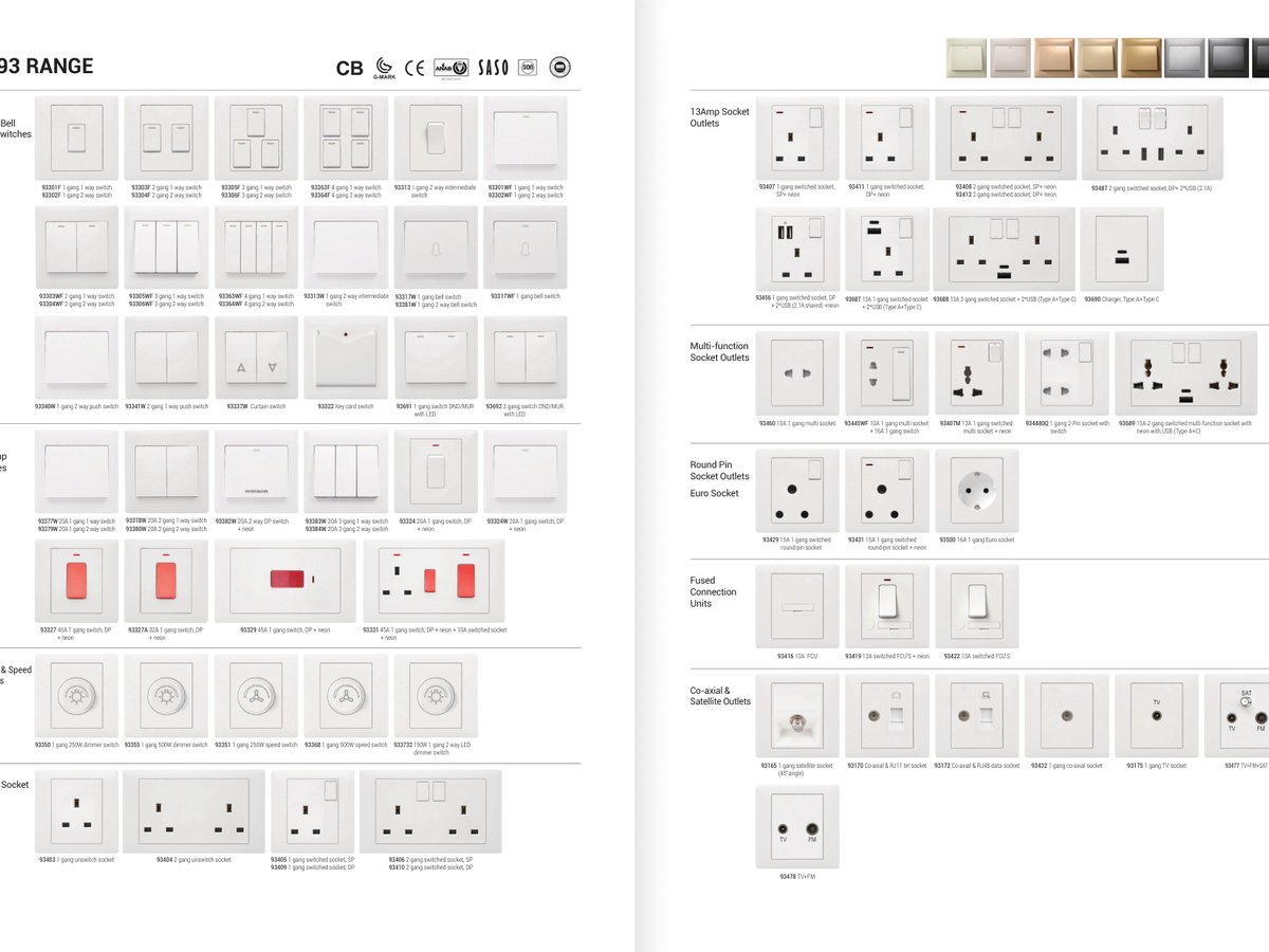 93408 2 gang switched socket, SP+ neon