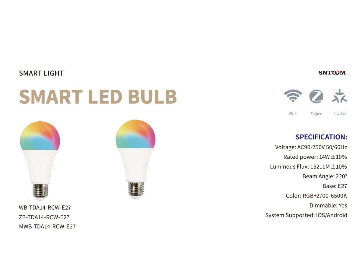 Smart LED Bulb 14W E27 RGB+CCT 1521LM
