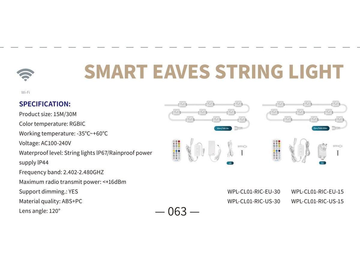 Smart Outdoor String Lights 30M IP67