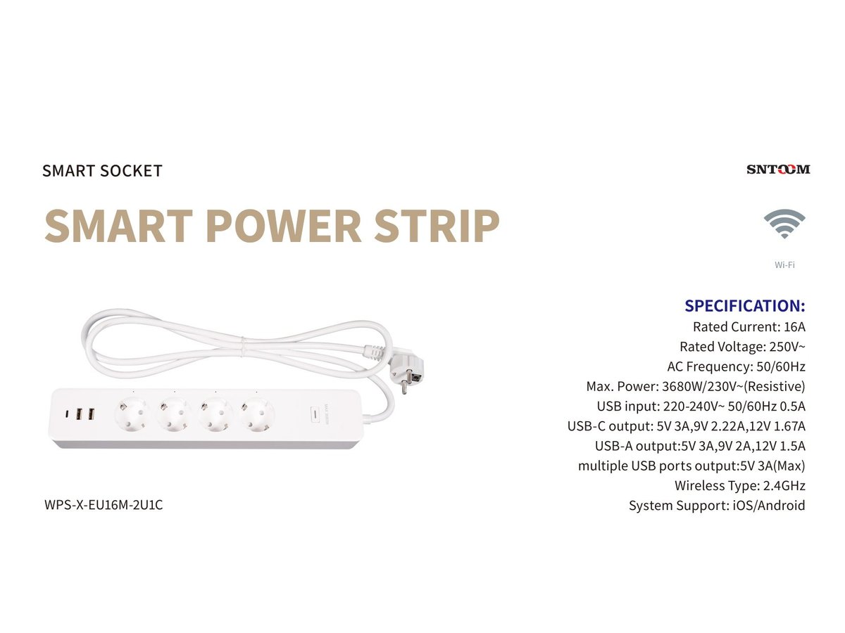 Smart Power Strip EU 16A 4-way USB/C