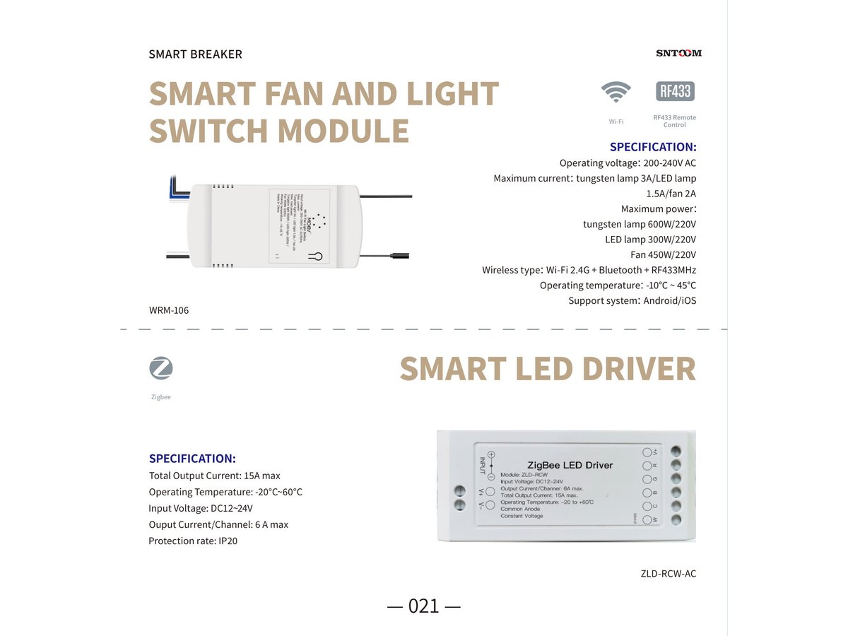 Smart Fan Light Module WiFi/BT/RF